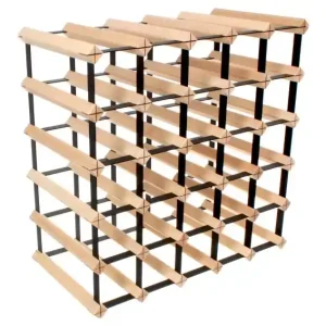 Promocja Stojak na wino modułowy / bukowy z czarnymi poprzeczkami / 5x5 / 30 butelek