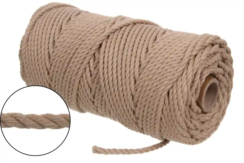 Okazja Sznurek bawełniany do makramy kręcony 3PLY / Ø5 x 100m / kolor beżowy nr 609