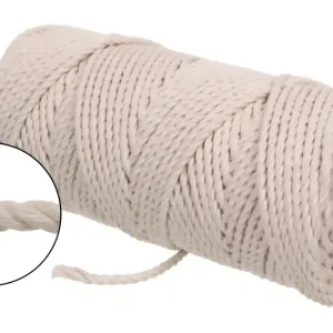 Nie przegap Sznurek bawełniany do makramy kręcony 3PLY / Ø5 x 100m / kolor naturalny