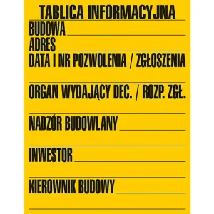 Tablica budowlana informacyjna 90x70 Taniej