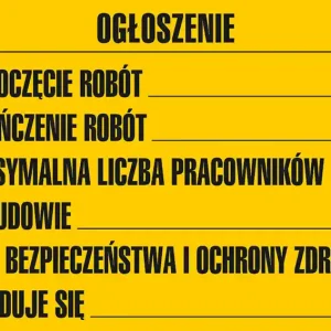 Nowy Tablica budowlana informacyjna BIOZ 50x70 mm