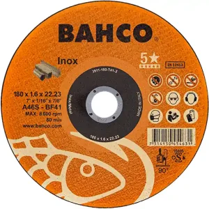 Bezpieczne zakupy Tarcza do cięcia metalu / inox T-41 / A46S / BAHCO / 180x1.6 mm