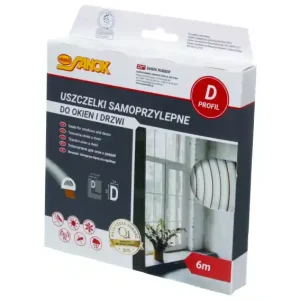 Okazja Uszczelka gumowa EPDM samoprzylepna / typ D / 9x7,5 mm / biała / kartonik 6 m