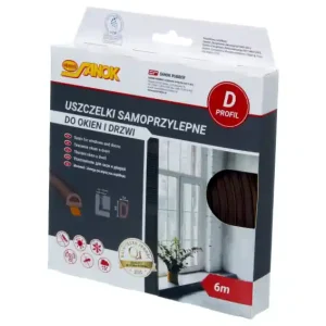 Uszczelka gumowa EPDM samoprzylepna / typ D / 9x7,5 mm / brąz / kartonik 6 m Wyprzedaż