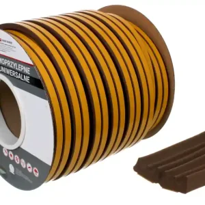 Dodaj do koszyka Uszczelka gumowa EPDM samoprzylepna / typ E / 9x4 mm / brąz / rolka 150 m