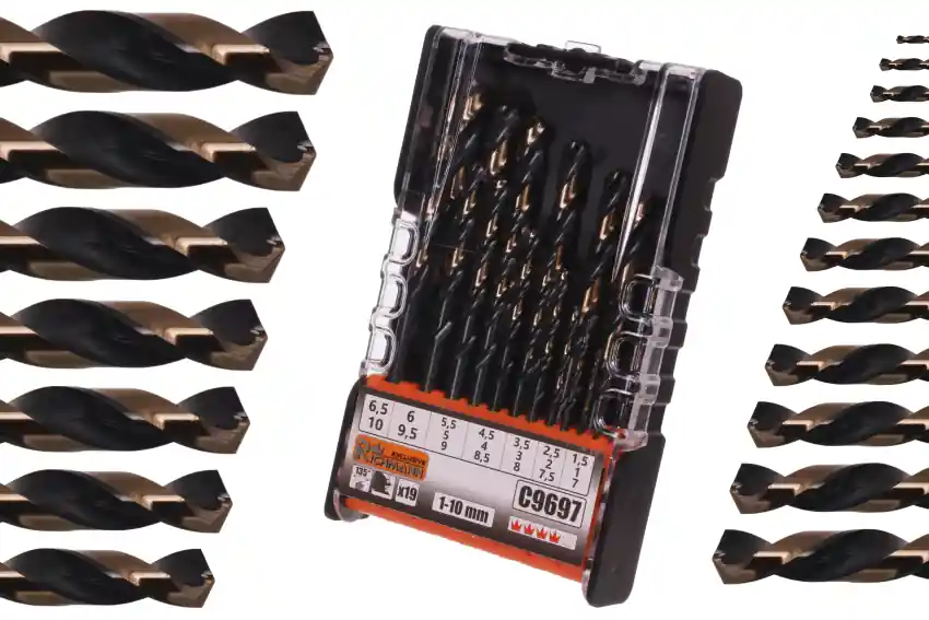 Premium Wiertła do metalu 1-10 mm 19 elementów HSS