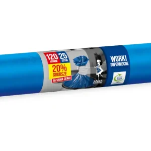 Kup online Worki na śmieci supermocne 120 L / 25 szt / 32 µm niebieskie
