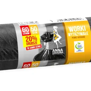 Worki na śmieci wytrzymałe 60 L / 50 szt / 6,3 µm Nowość