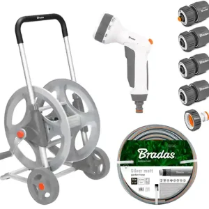 Wysoka jakość Wózek metalowy z wężem 1/2" 50 m wraz z akcesoriami / SILVER PRO SET