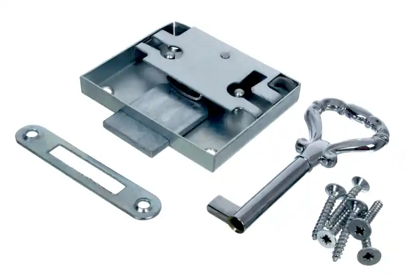 Zamek meblowy nakładany / tradycyjny / ocynk / 25 mm / z kluczem Bestseller