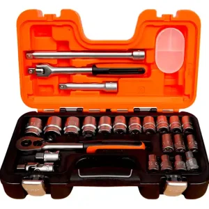 Zestaw nasadek 1/2", grzechotka + przedłużki + łącze kardana / BAHCO / 24 elementów Darmowy zwrot
