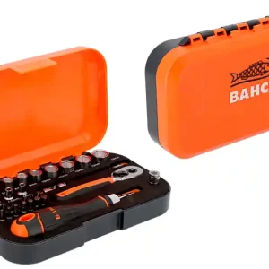 Zestaw nasadek 1/4", grzechotka + wkrętak z grzechotką + bity / BAHCO / 34 elementów Premium