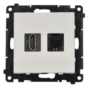 Wysoka jakość SIMON 55 Gniazdo HDMI 2.1 + RJ45 kat.6. Biały mat