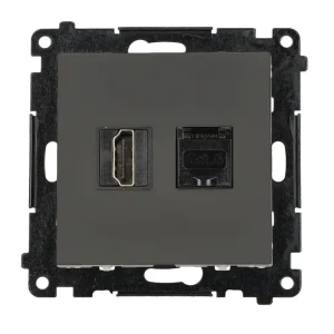 Bestseller SIMON 55 Gniazdo HDMI 2.1 + RJ45 kat.6. Grafitowy mat