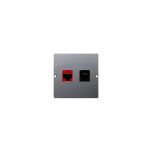 Wyjątkowa oferta SIMON BASIC Gniazdo komputerowe RJ45 kat.5e + telefoniczne RJ12. Montaż gniazda na wkręty do puszki stal inox