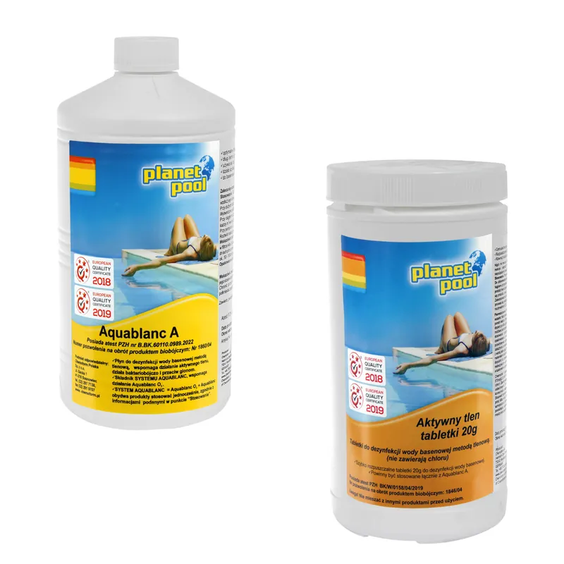 Chemia basenowa PLANETPOOL tlenowa Aquablanc A, Aktywny tlen 2x - Zestaw Super okazja