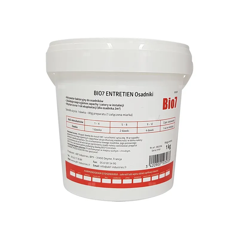 Bio7 ENTRETIEN 1 KG - osadniki - EKSPLOATACJA - biopreparat do oczyszczalni, preparat , bakterie , biopreparat do osadnika , biopreparat do oczyszczalni drenażowej , biopreparat do oczyszczalni tunelowej Nie przegap