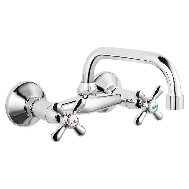 Darmowy zwrot RETRO NEW bateria umywalkowa ścienna, chrom