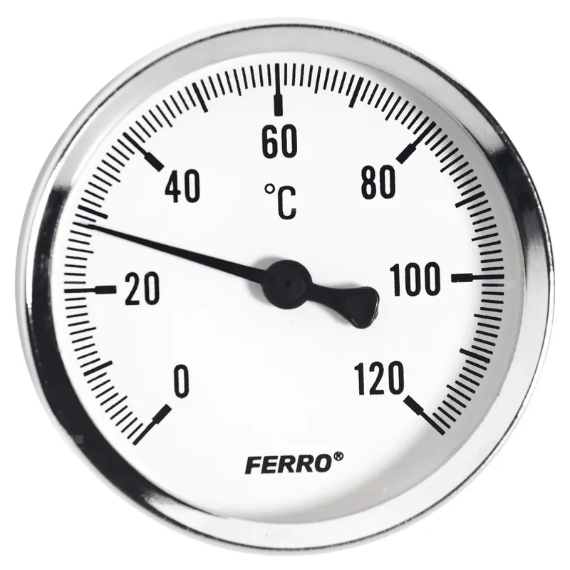 Termometr bimetaliczny FERRO fi 80 mm 120‘C połączenie aksjalny Taniej