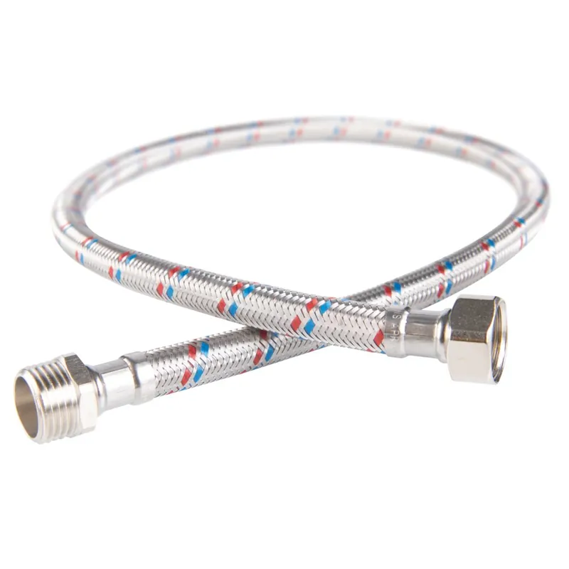 Wąż przyłączeniowy elastyczny FERRO z oplotem (stal), GW x GZ, 1/2‘‘ x 1/2‘‘, długość 90 mm, z uszczelką Obniżka ceny
